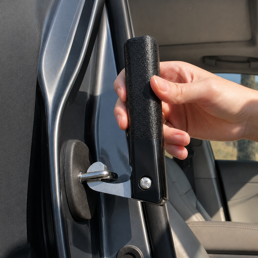 Assist Anchor being inserted into a vehicle door striker
